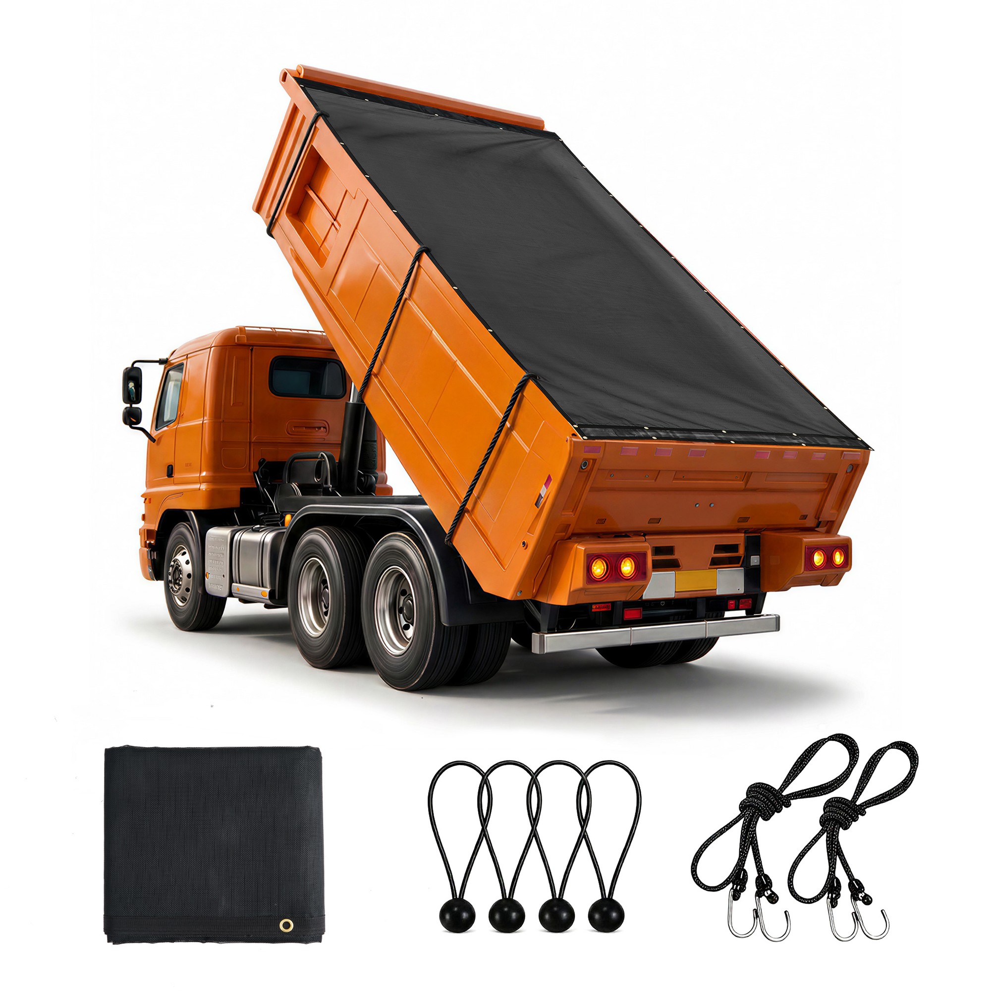 Dump Truck Tarp Mesh Tarp 6x14 ft Vinyl Coate 18oz Double Pockets Trailer Shade