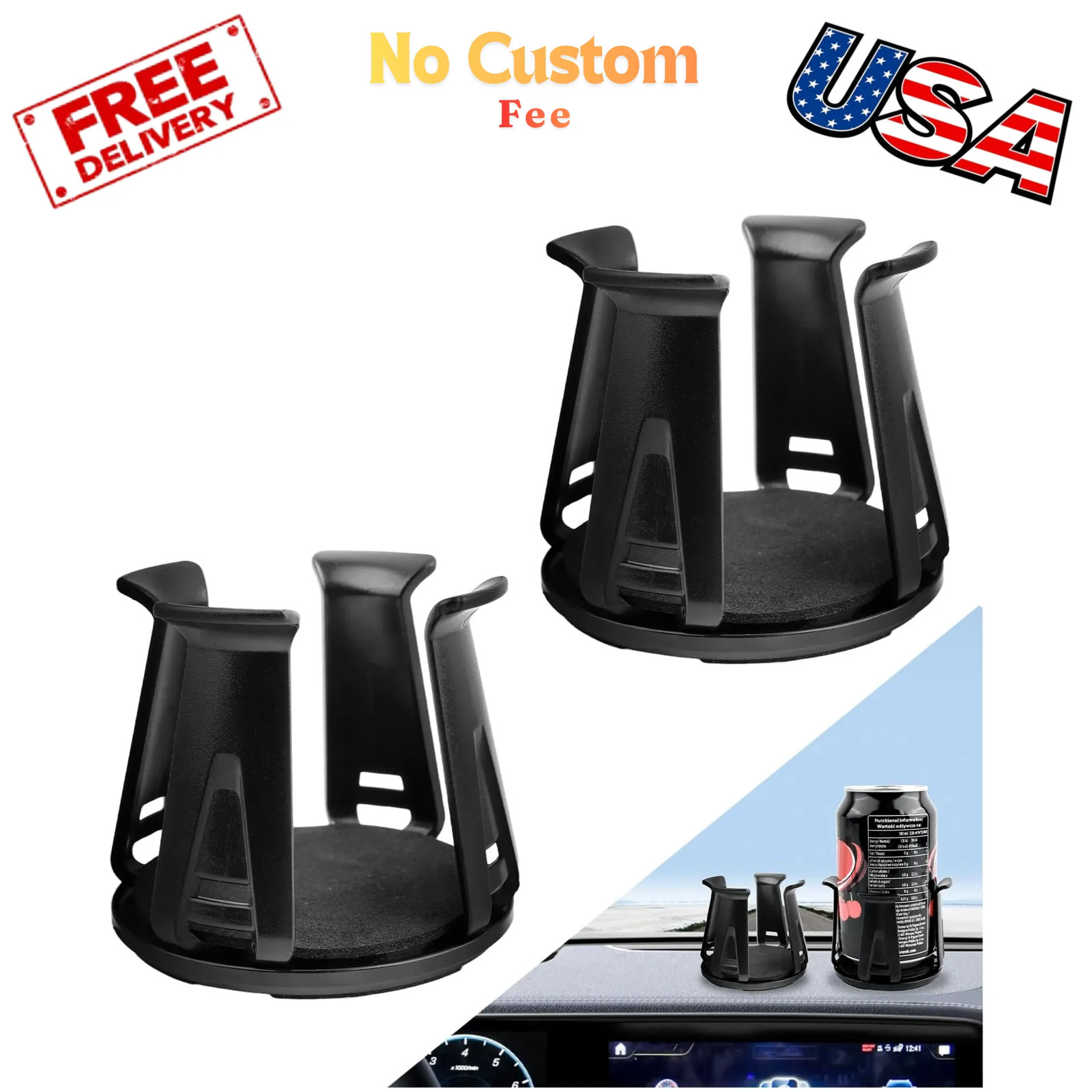 2pcs Adjustable Folding Cup Holder, Car Wall Mount Water Drink Coffee Bottle