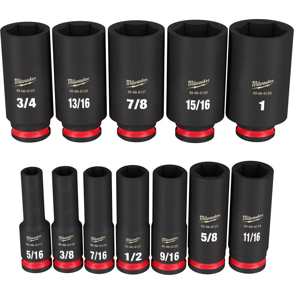 Milwaukee SHOCKWAVE 3/8" Deep Impact Socket Set, 12pc