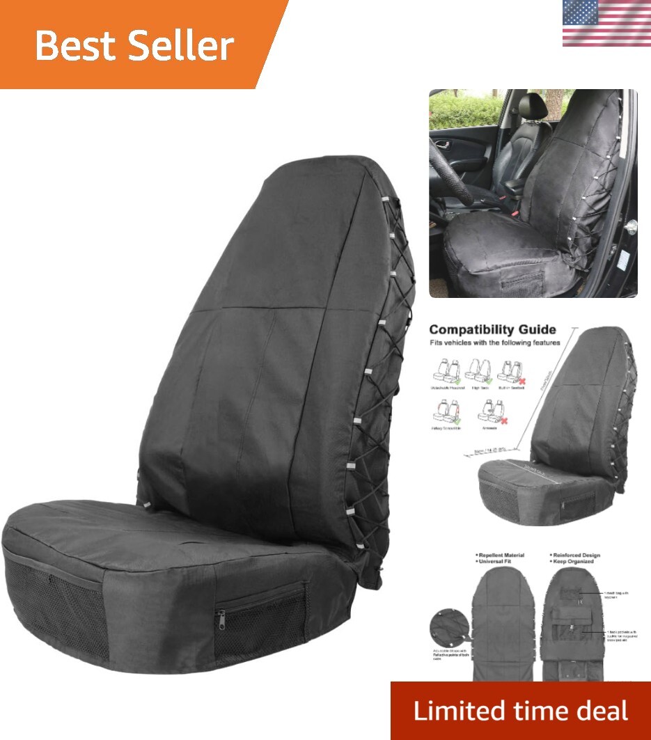 Universal Waterproof Car Seat Covers Sunflower Bee Design for Trucks & SUVs