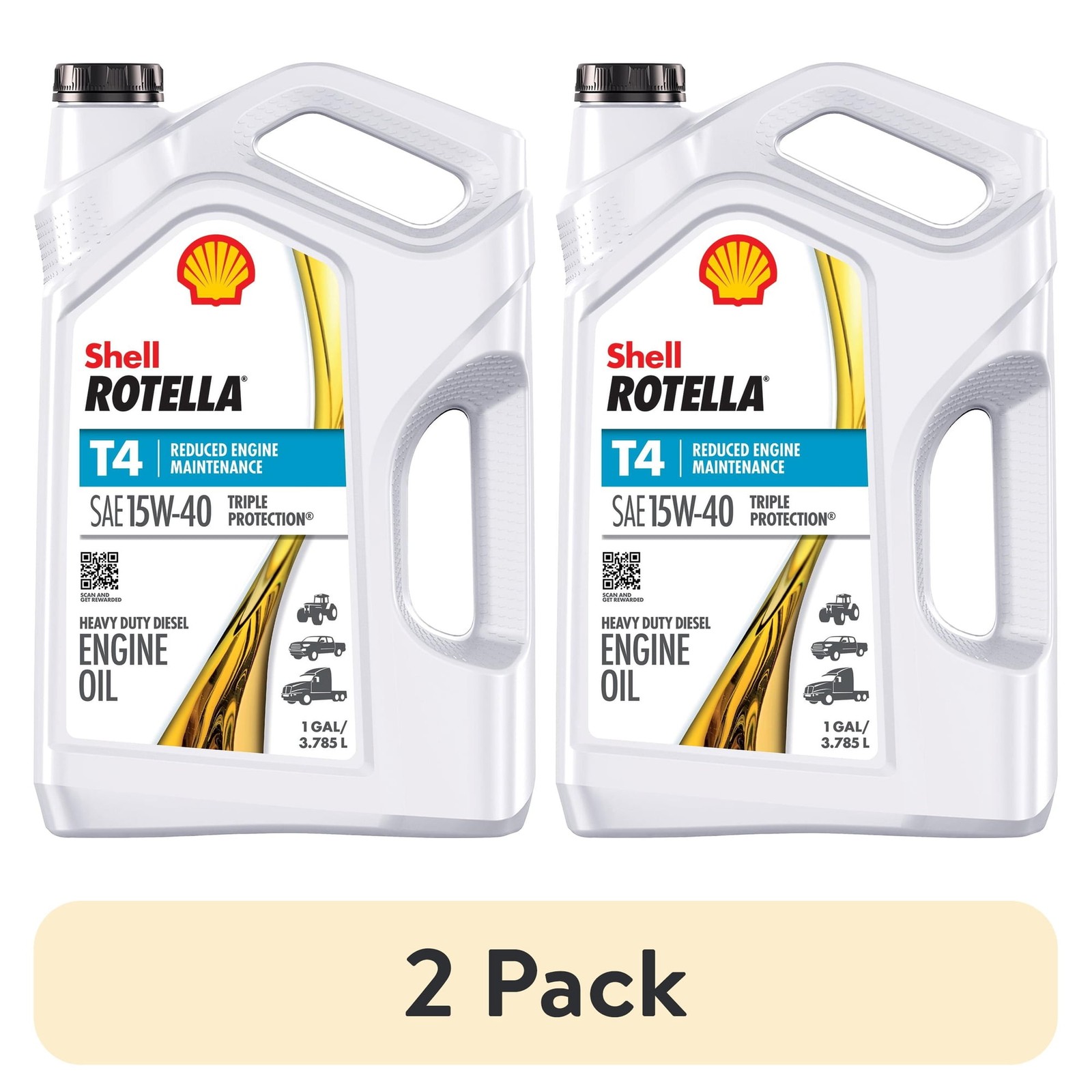 Shell Rotella T4 Triple Protection Heavy-Duty Diesel 15W-40 Motor Oil, 5 Gallon