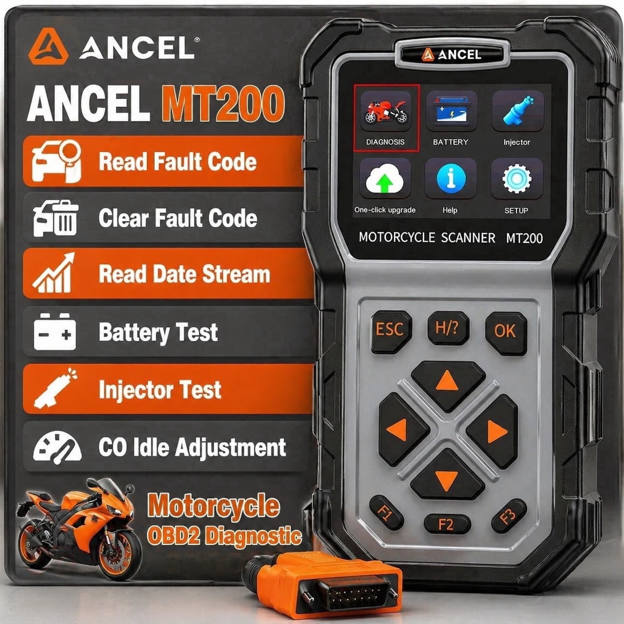 ANCEL MT200 Motorcycle OBD2 Scanner Diagnostic Tool