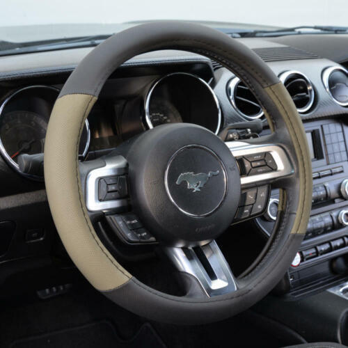Black Beige Synthetic Leather Seat Covers for Car SUV Auto Steering Wheel Cover 10PC
