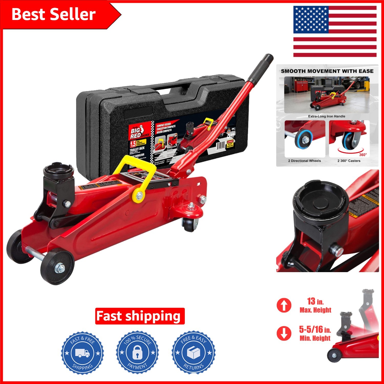 Torin T83006 Big Red Hydraulic SUV Trolley Jack 3 Ton