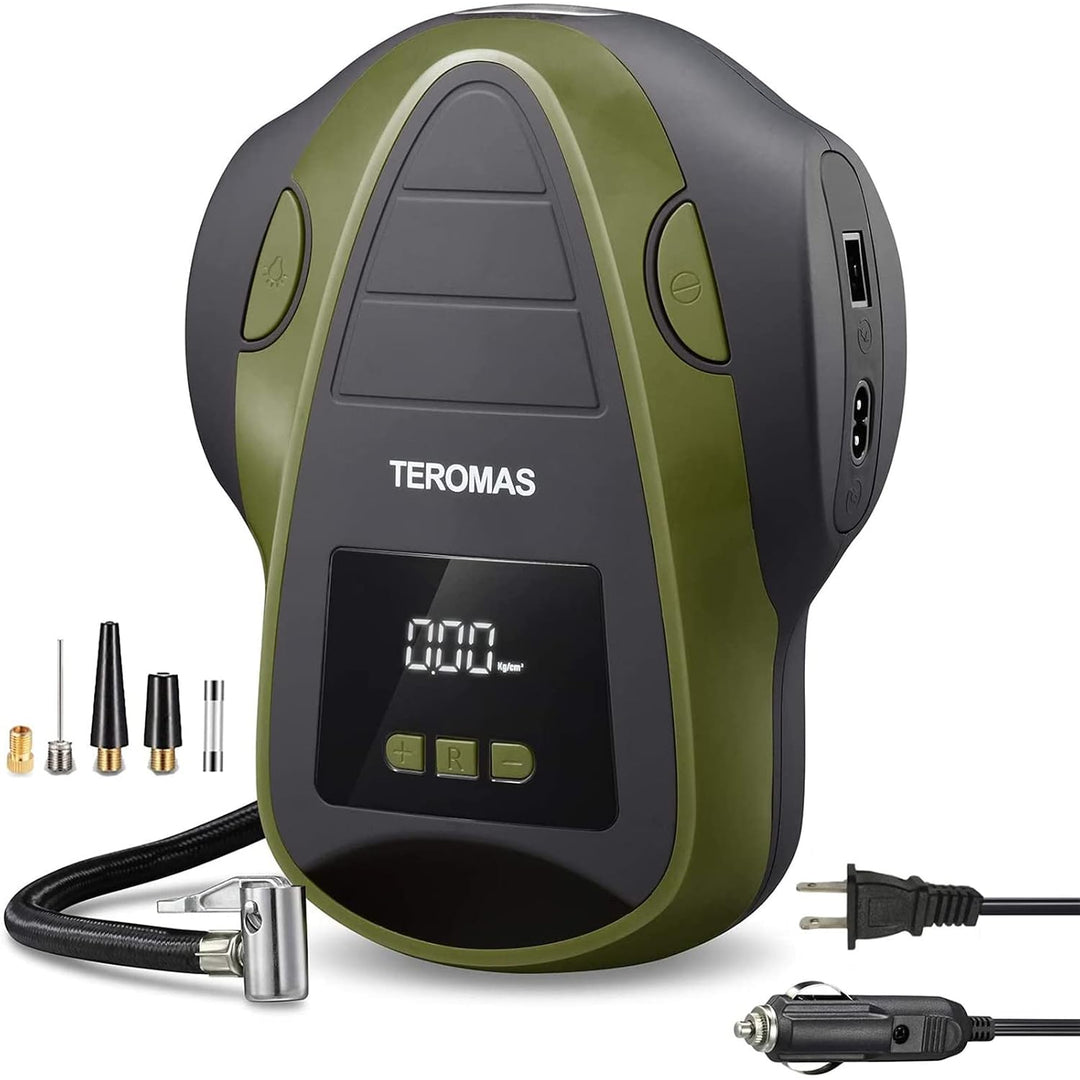 TEROMAS TMS-3015 Tire Inflator Portable Air Compressor, DC/AC, 12V, 150 PSI