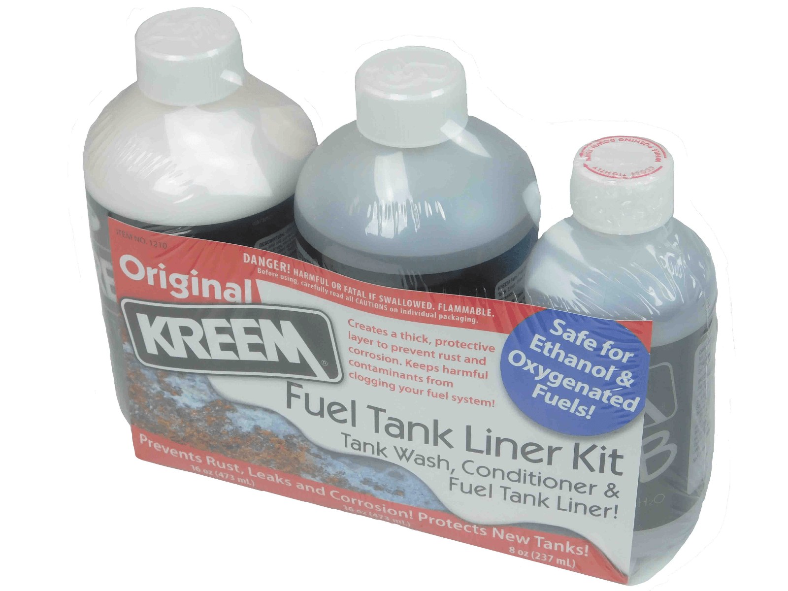 Kreem Combo Kit Gas Fuel Tank Sealer Liner Motorcycle ATV Rust Coating Prep Seal