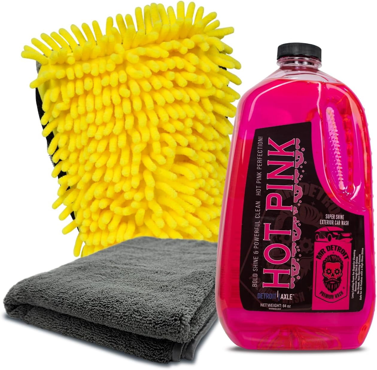 Mr. Detroit — 3pc Car Wash Kit with Foam Blaster + 64 oz Soap + Microfiber Towels