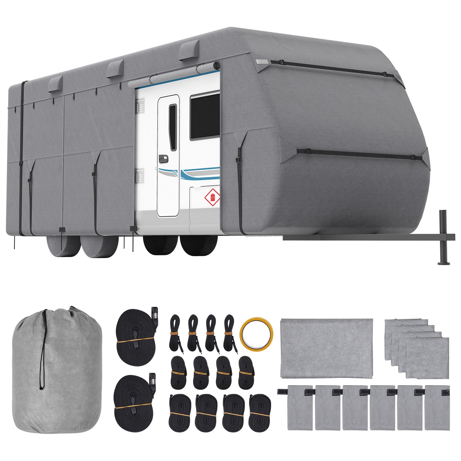 Travel Trailer RV Cover 30' - 33' Upgraded 9-Layers Top Camper Cover