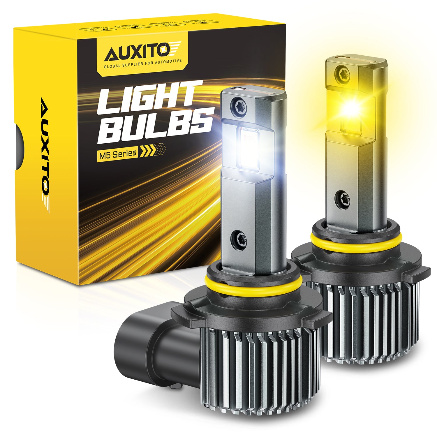 AUXITO 9006 HB4 LED Headlight Bulbs Switchback Dual Color Yellow/White Fog Light