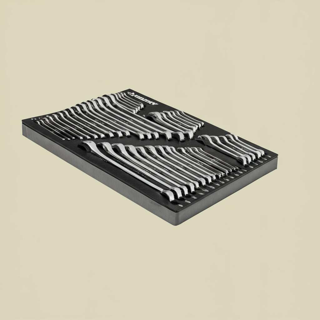 Husky HCW44PCEVACB SAE/Metric Combination Wrench Set 12-point Open-End with EVA Tray (44-Piece)