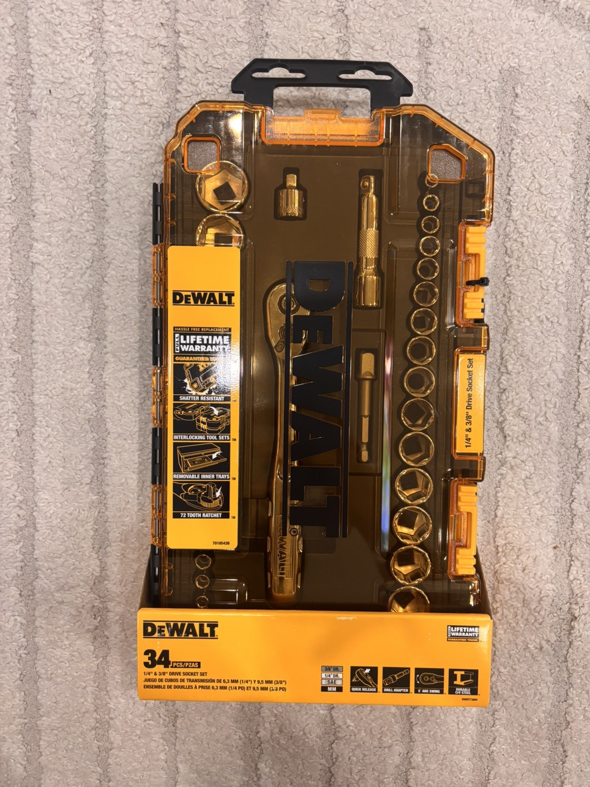 DEWALT DWMT73804 Drive Socket Ratchet Set with Carrying Case 34-Piece