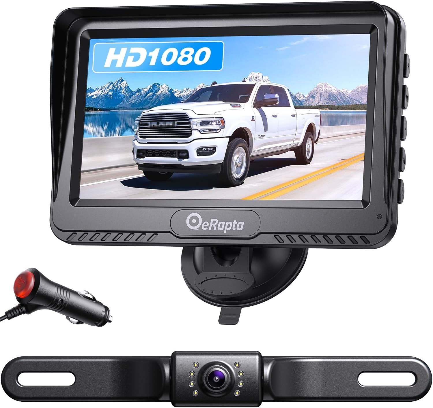 eRapta License Plate Car Backup Camera 4.3" Monitor Reverse View Rear Camera Car