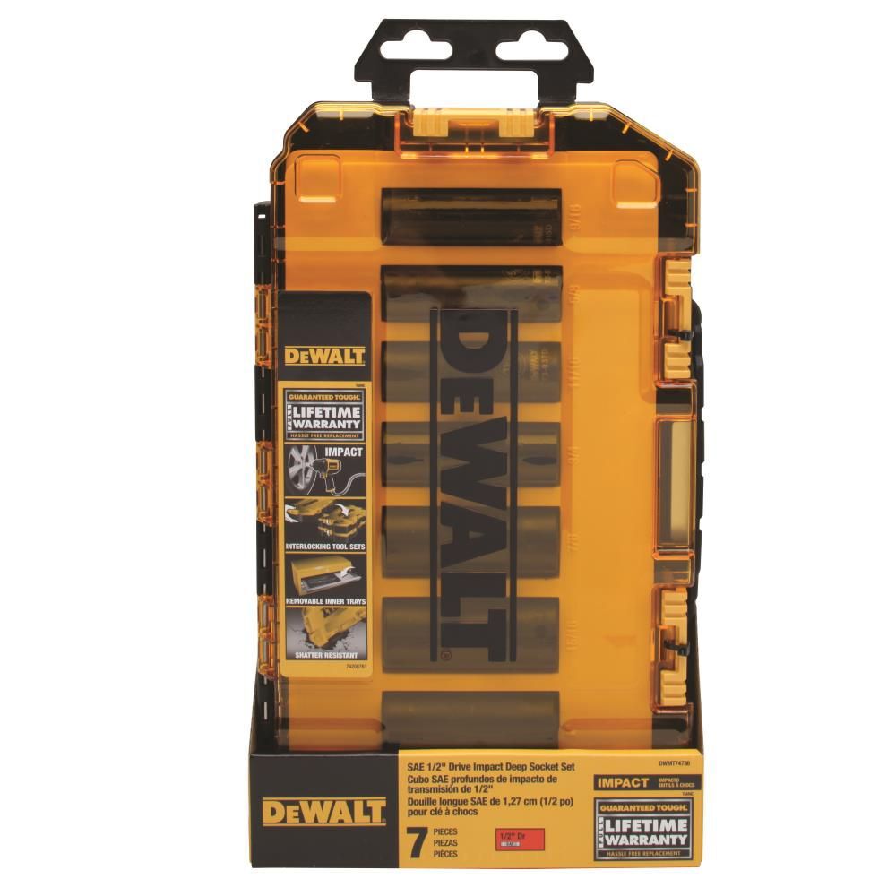 DEWALT DWMT74736 7-Pc 1/2in Deep SAE Impact Socket