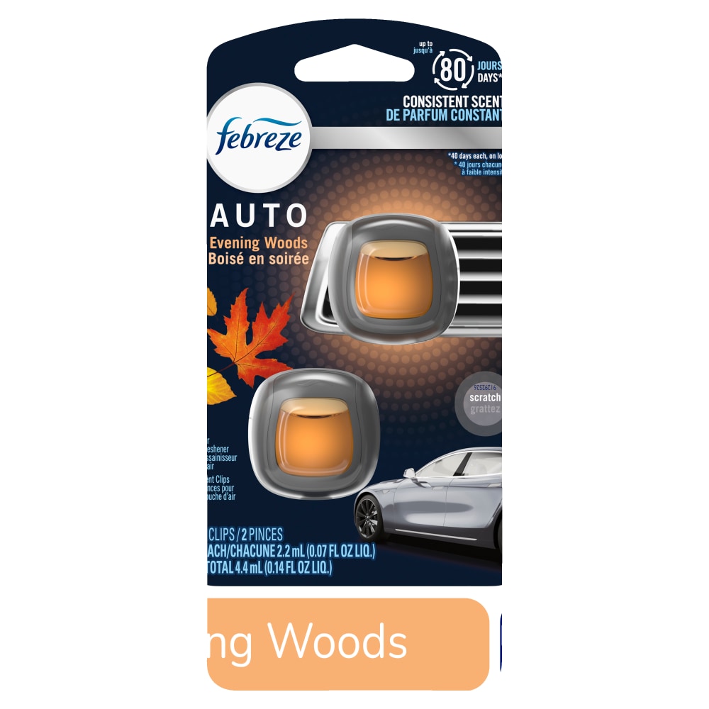 Febreze Car Vent Clip Air Freshener Evening Woods Pack of 2