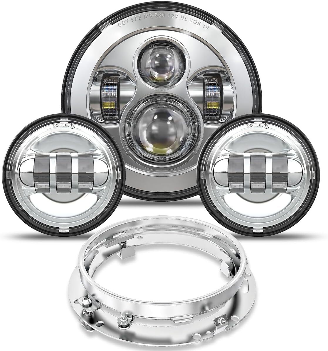 7" LED Motorcycle Headlight for Harley-Davidson Road King / Street Glide, Chrome (TRUCKMALL, MPN 8542081289)