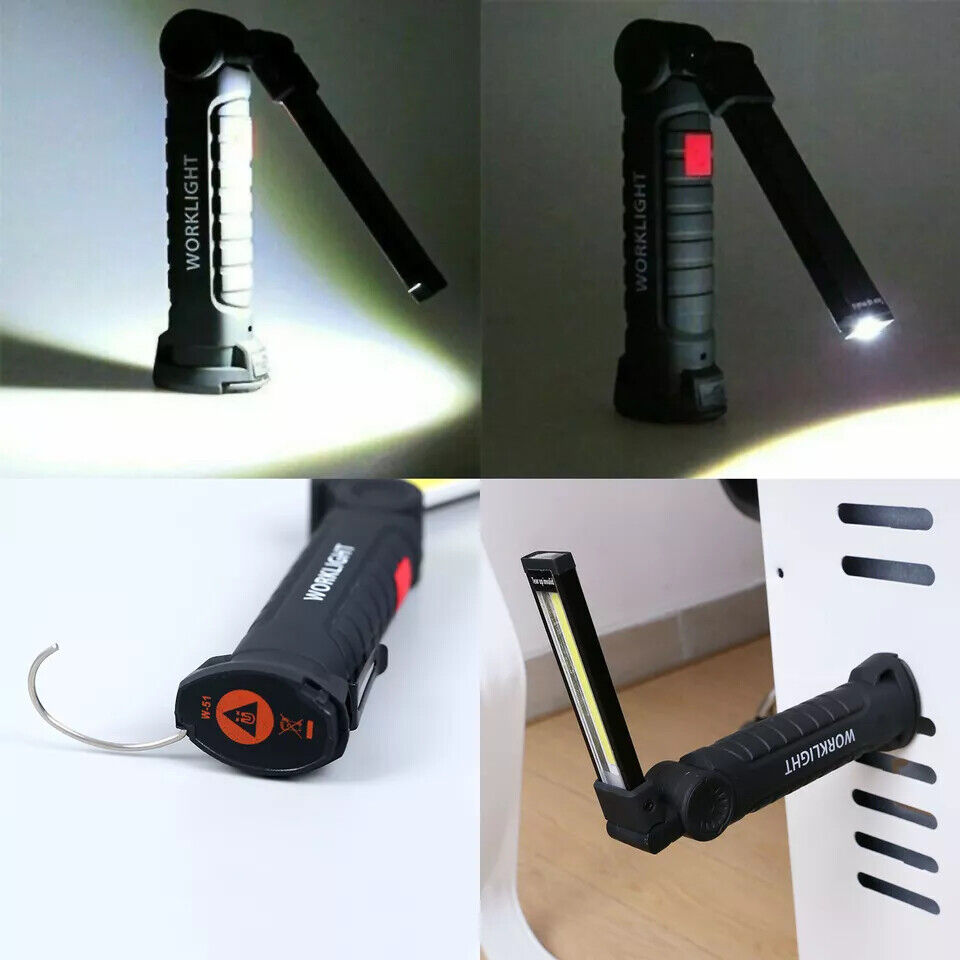 Rechargeable LED COB Work Light Mechanic Flashlight Lamp Magnetic Folding Torch