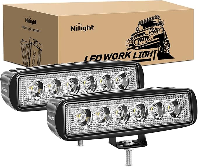 2x 6Inch LED Work Light Bar Flood Fog Lamp 18W For Driving Offroad Truck SUV ATV