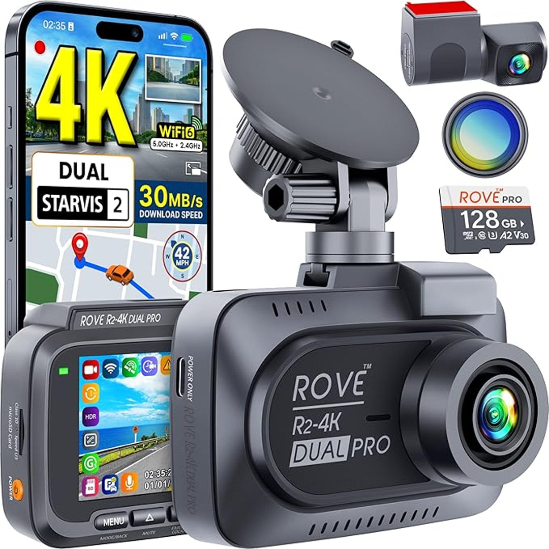 ROVE R2-4K DUAL Dash Cam Front Rear True 4K