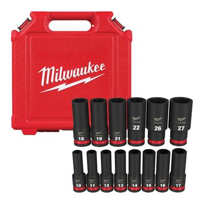 Milwaukee SHOCKWAVE 49-66-7014 14pc 1/2" Metric Deep Impact Socket Set