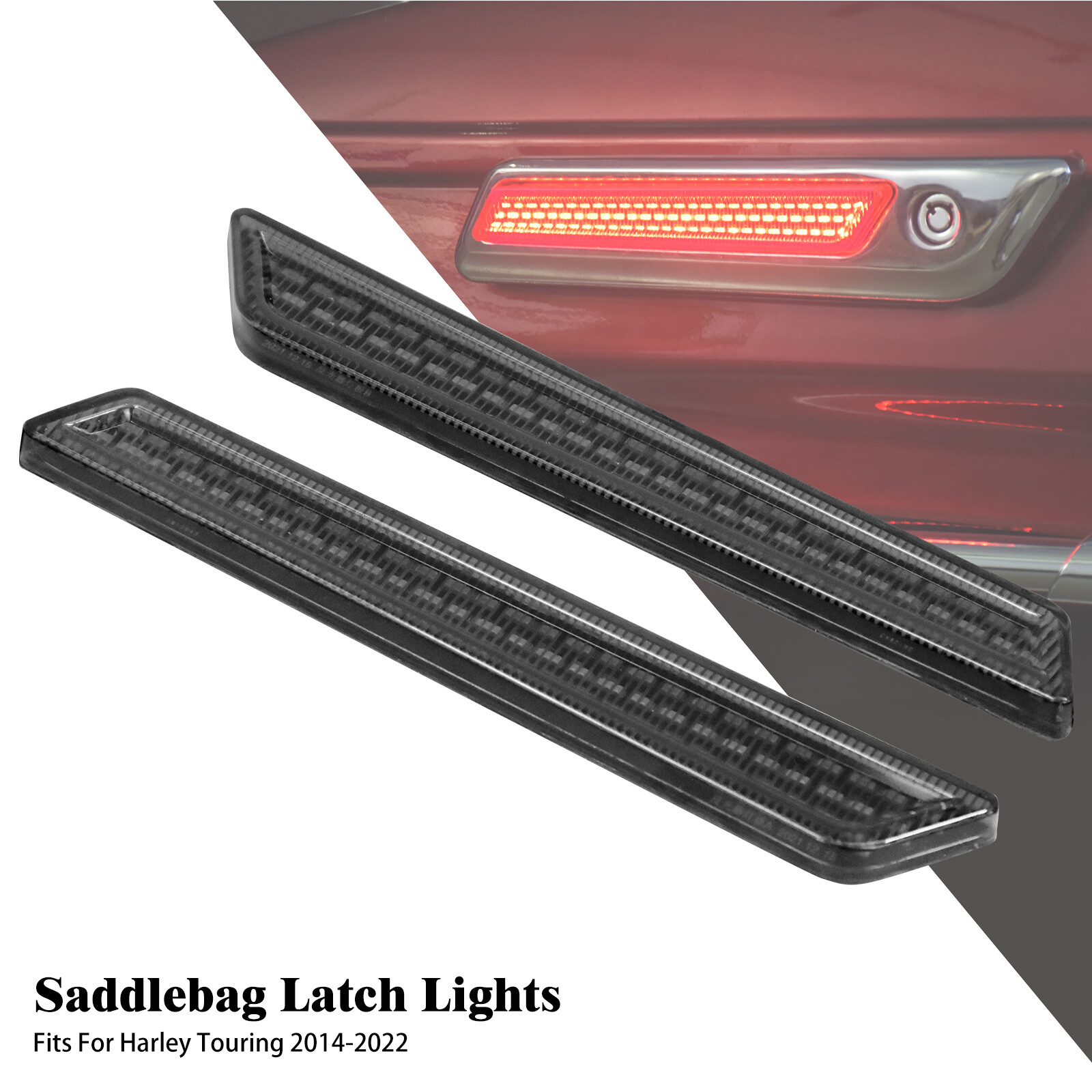 Saddlebag Latch LED Light Smoke Lens Harley Road Street Glide 2014-2023