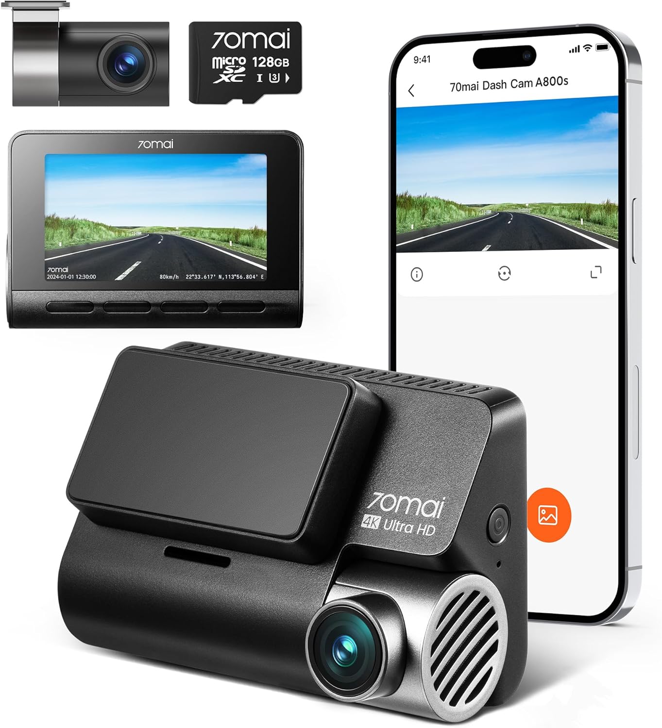 70mai A800S 4K Dash Cam Front and Rear (STARVIS, Wi-Fi, GPS)