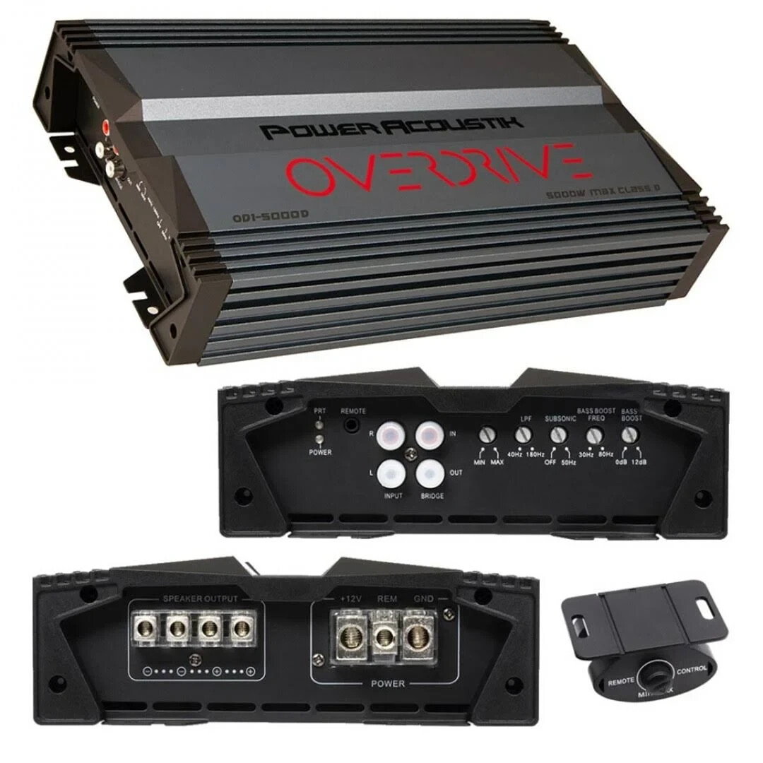 Power Acoustik OD1-3000 Watt Monoblock Car Subwoofer Amplifier 1-Channel Sub Amp