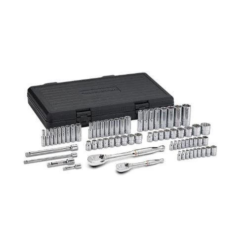 GearWrench 1/4" Metric & SAE Shallow Mid Deep 6pt Socket Set w/ Hansen Trays (69-pc)