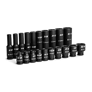 Capri 3/8" Metric Shallow Mid Deep 6pt Impact Socket Set 6–20mm w/ Tray (45-pc)
