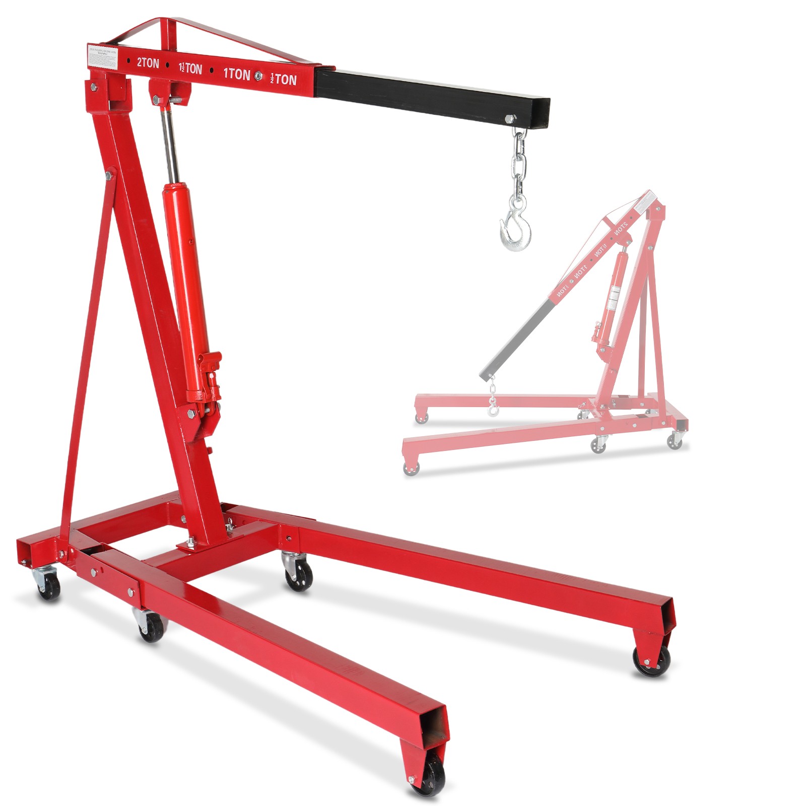 2 Ton Folding Engine Hoist Hydraulic Cherry Picker Shop Crane Hoist Lift 4400lbs