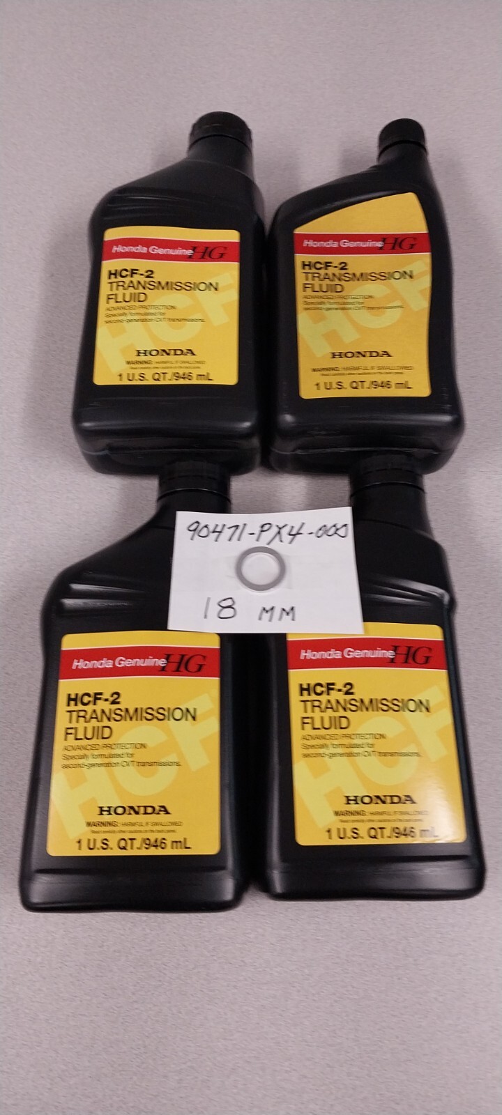 Genuine Honda OEM HCF-2 Fluid 4 X Quarts with Crush Gasket 08200-HCF2