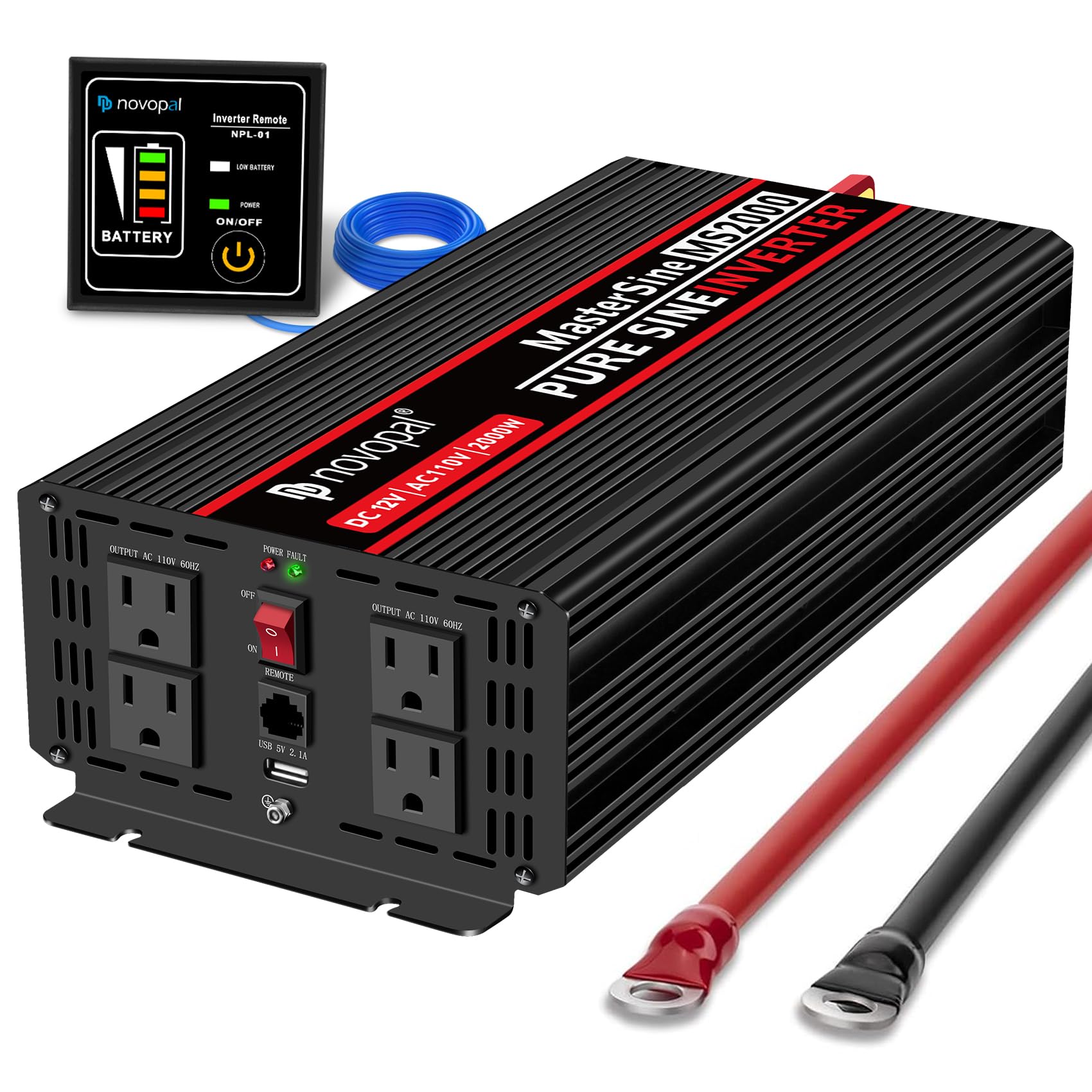 2000W Power Inverter Pure Sine Wave Inverter 12V 110V 120V Car Truck Boat Solar