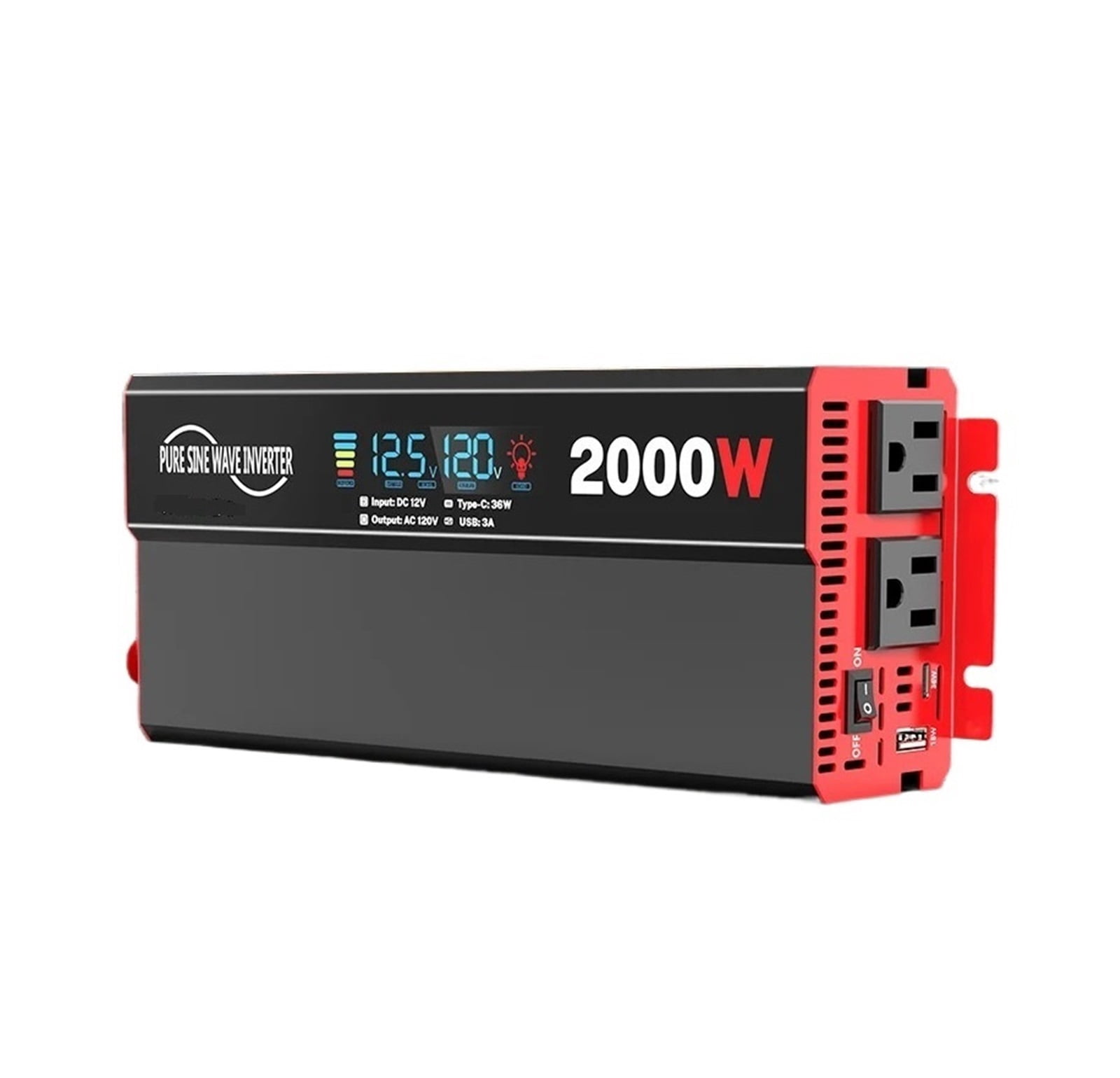 2000W Power Inverter 12VDC to 120VAC Pure Sine Wave Inverter RV/Truck/Car/Home