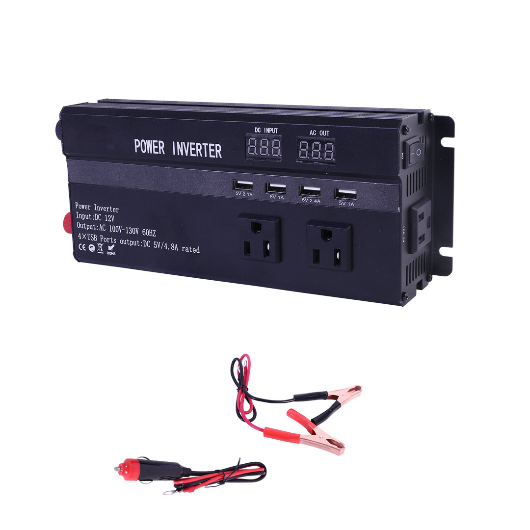6000W Car Power Inverter 12V to 110V Pure Sine LCD