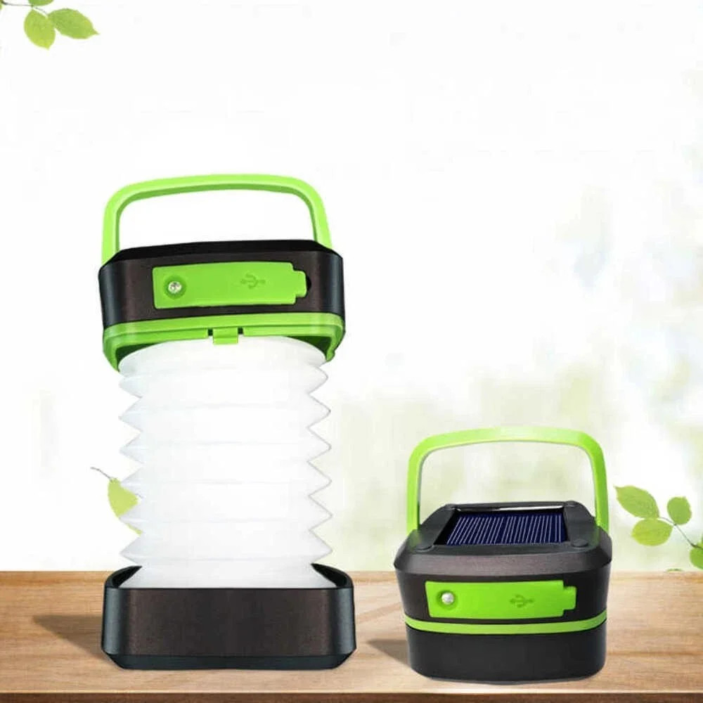Solar Portable Rechargeable LED Camping Lantern Flashlight Lamp USB Power Bank