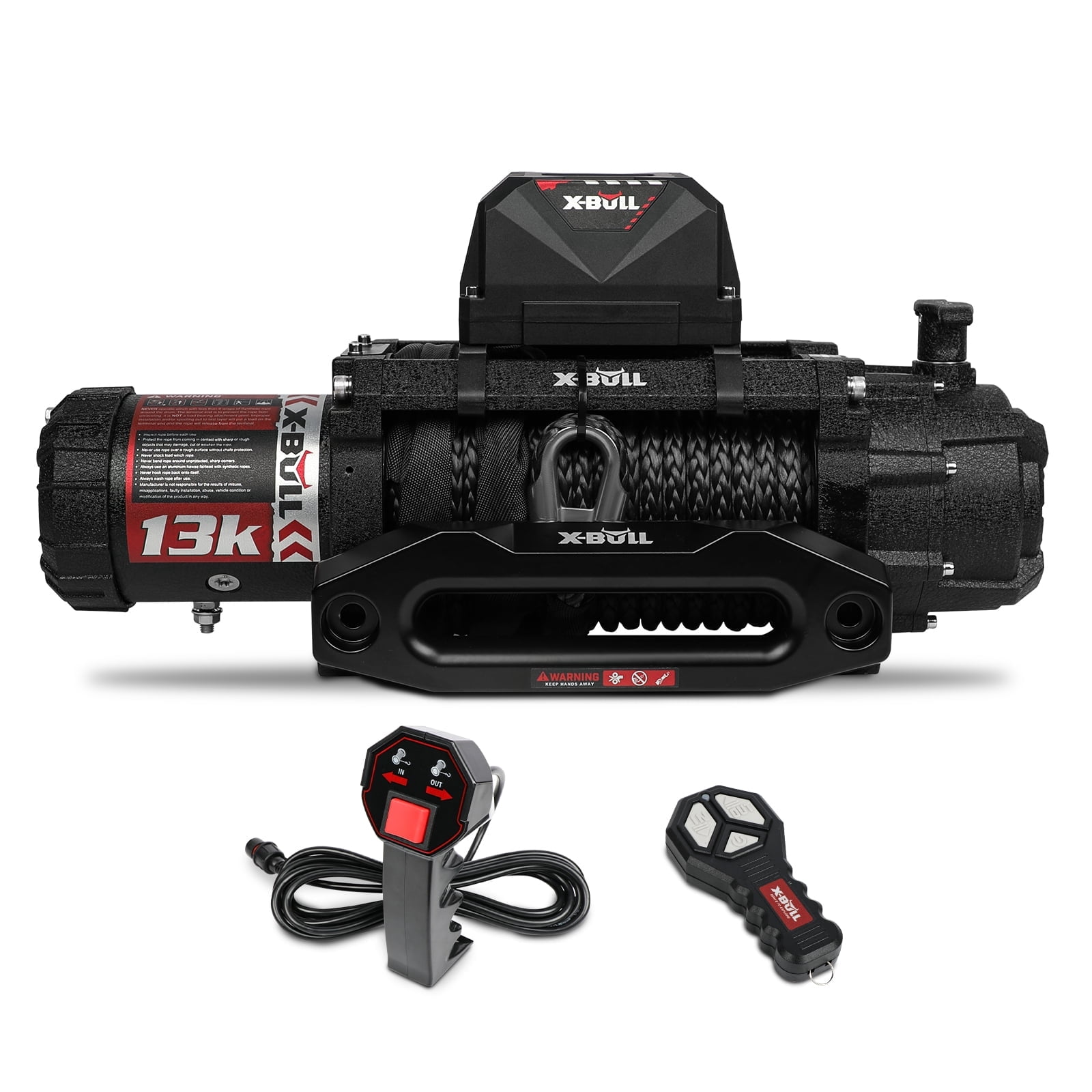 X-BULL 13000 lb Electric Winch, Synthetic Rope + Wireless Remote + Winch Cover