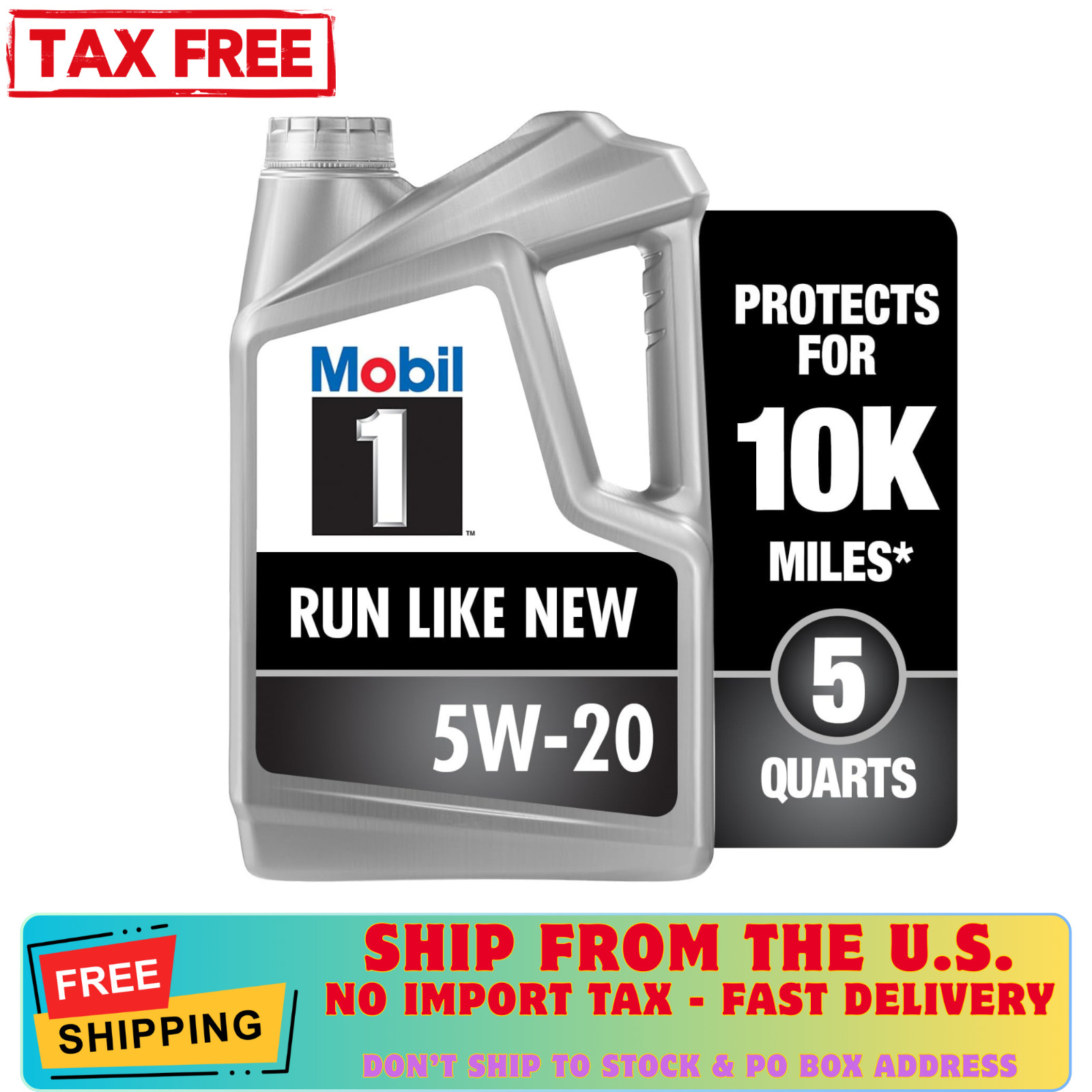 Mobil 1 Advanced Full Synthetic Motor Oil 5W-20, 5 Quart