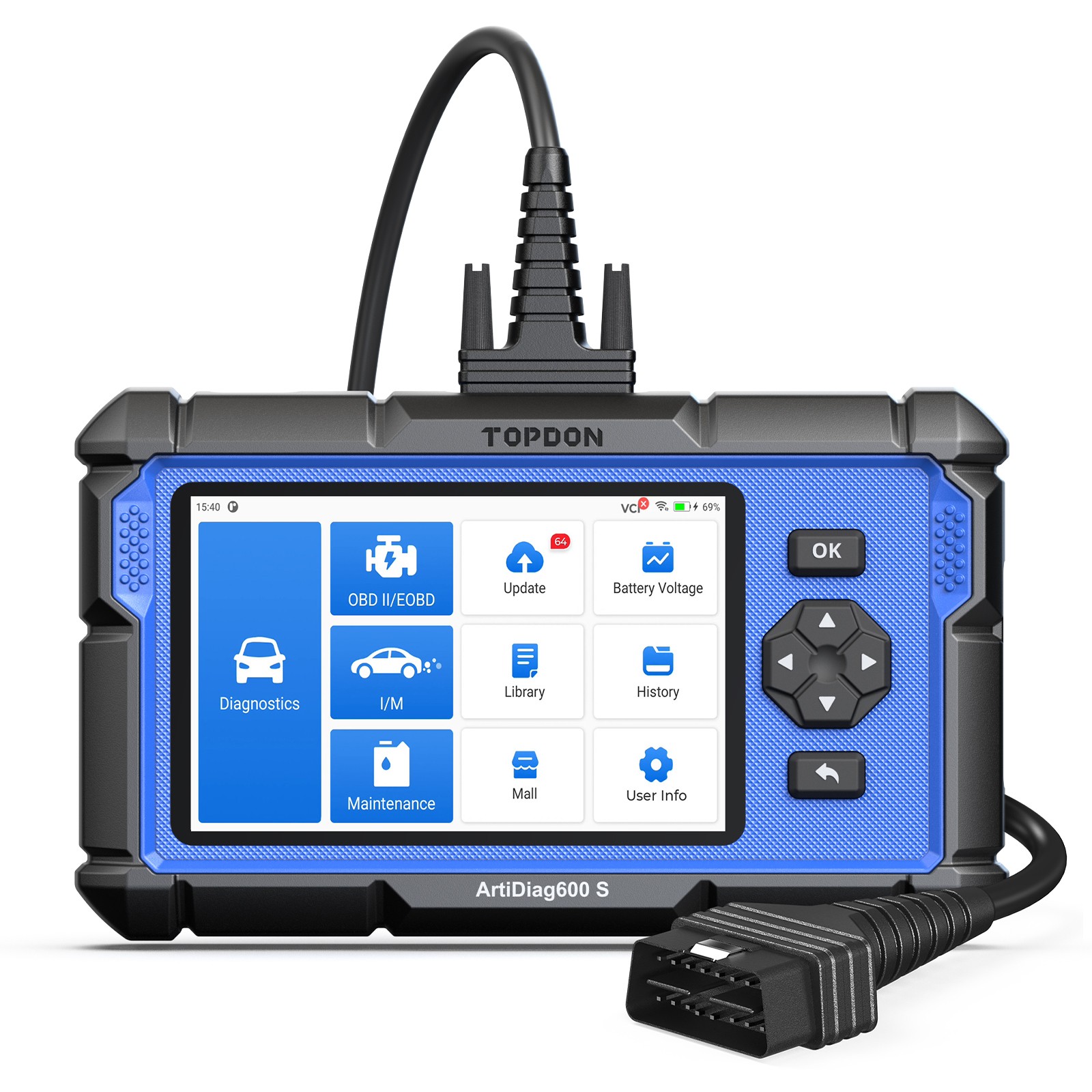 TOPDON ArtiDiag600S OBD2 Scanner (oil/EPB/SAS/TPMS/DPF/BMS resets, injector coding)