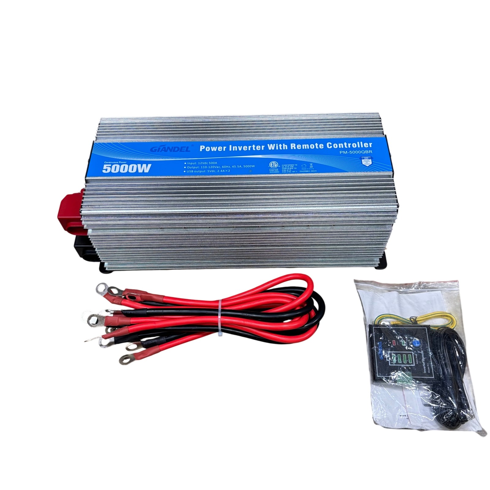 Giandel PM-5000QBR 5000W Power Inverter, 12V DC to 120V AC, Remote Controlled