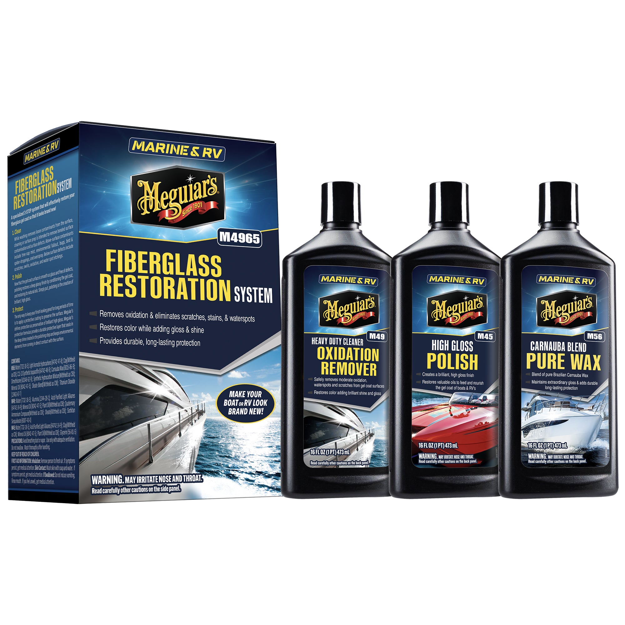 Meguiar's Fiberglass Oxidation Removal Kit, Marine/Boat/RV (MPN M4965)