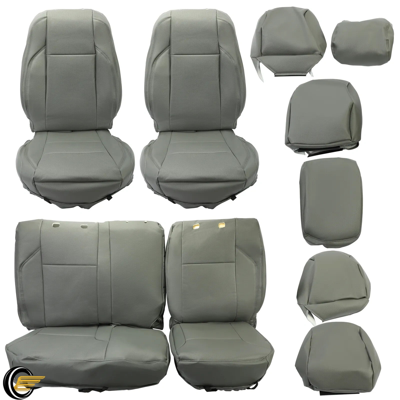 For Toyota Tacoma Leather Car Seat Cover 5 Seat Front Rear Full Set Gray