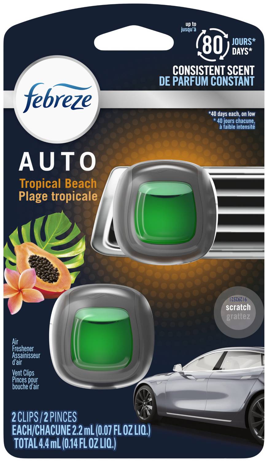 Febreze Car Vent Clip Air Freshener Tropical Beach 2ct