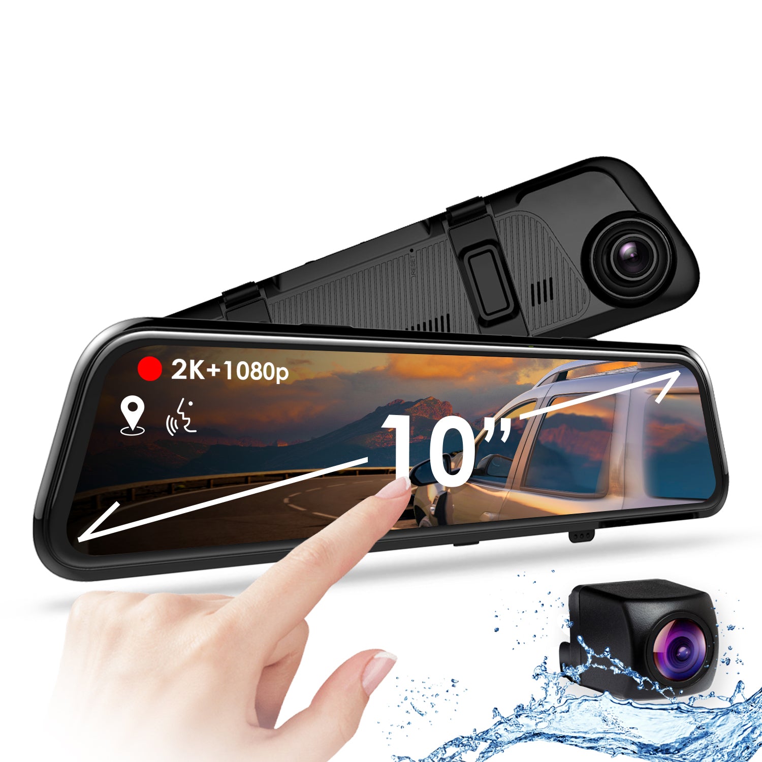 Rexing M1 Pro Dual Mirror Dash Cam (Front)+(Rear), Waterproof, Parking Monitor