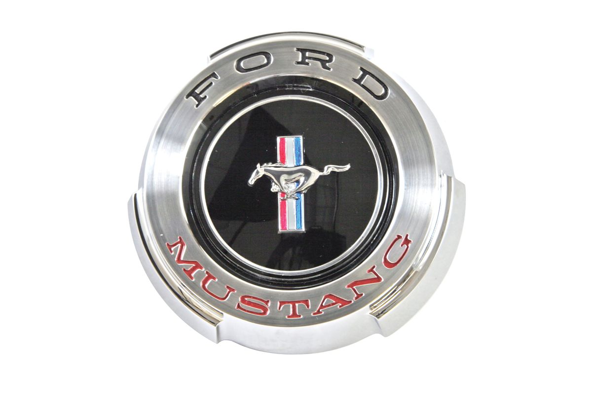 1965 Ford Mustang Gas Cap, Chrome Twist-On with Cable (Maryland Mustang GC-2)