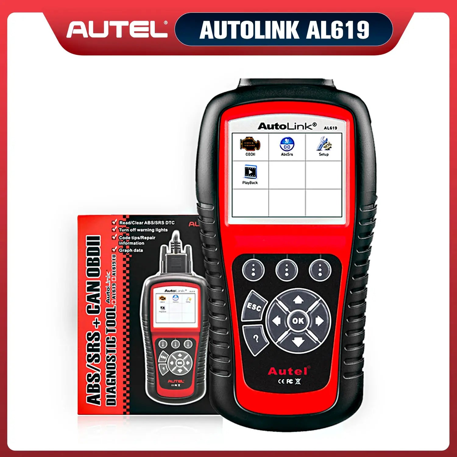 Autel AutoLink AL619 ABS SRS OBD2 Diagnostic Tool