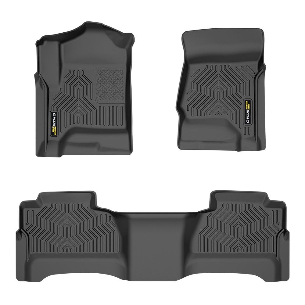 TPE Floor Mats Liners for 2014-2019 Silverado/Sierra Double Cab All-Weather