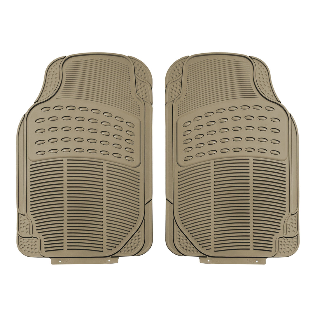 FH Group Rubber Car Floor Mats 2-Tone Design Heavy Duty All Weather 4 Pc Set