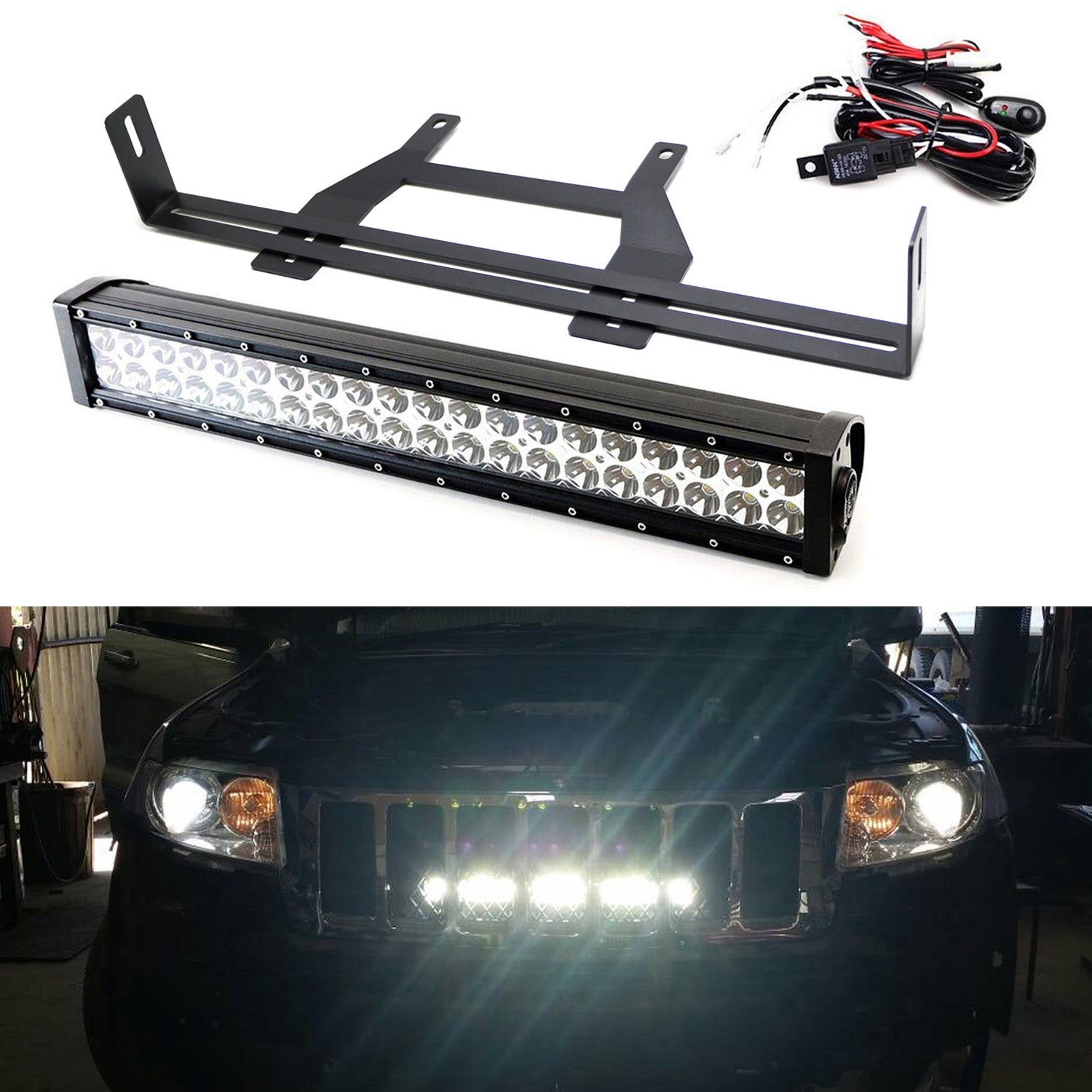 Behind Grille 20in LED Light Bar Jeep Grand Cherokee