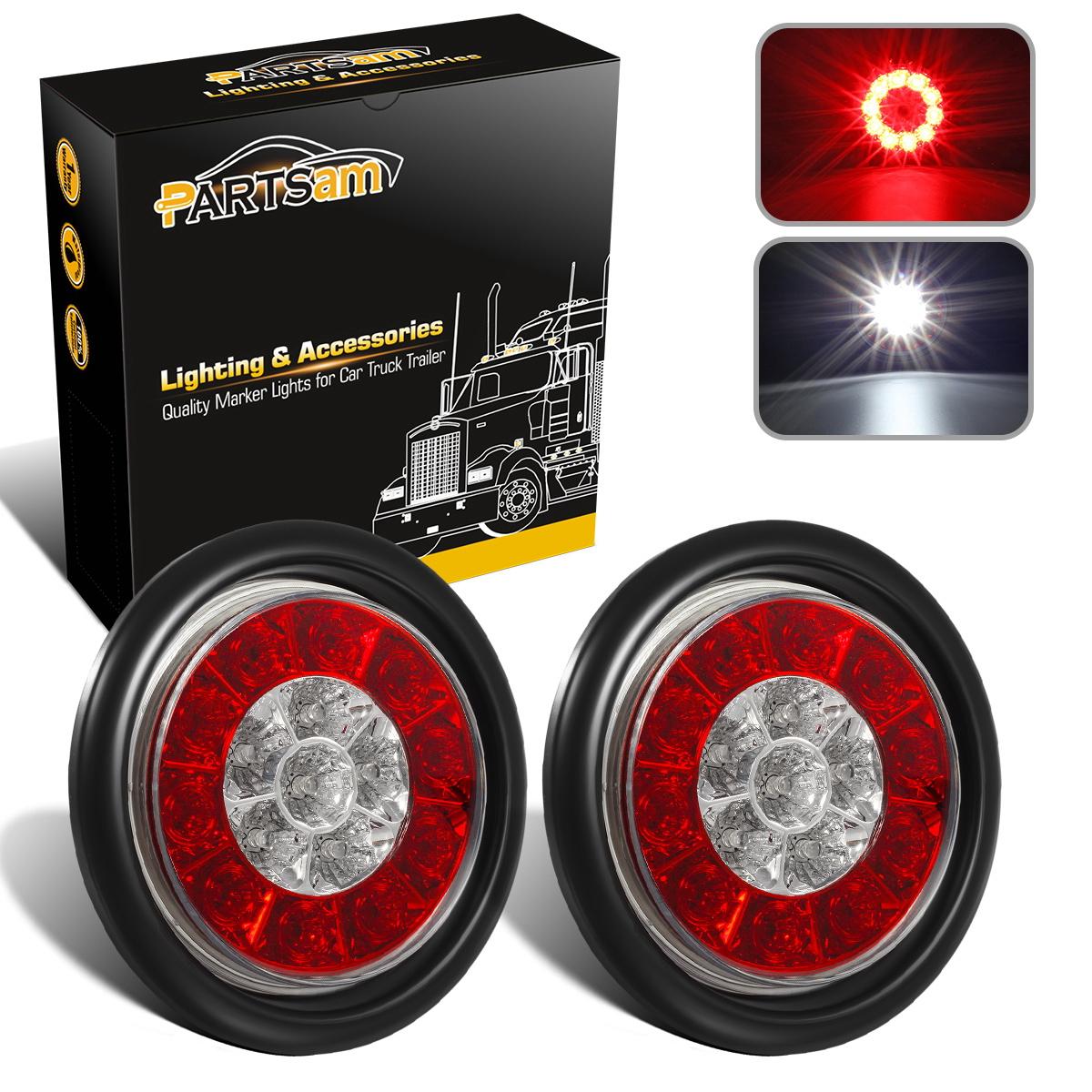 2Pcs 16LED 4Inch Round Red LED Trailer Tail Light 4" LED Stop Turn Tail