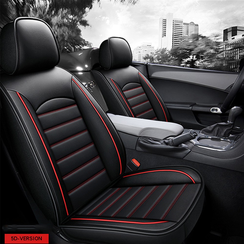 Leather Car Seat Covers Full Set for Dodge Ram 1500 2500 3500 HD Black
