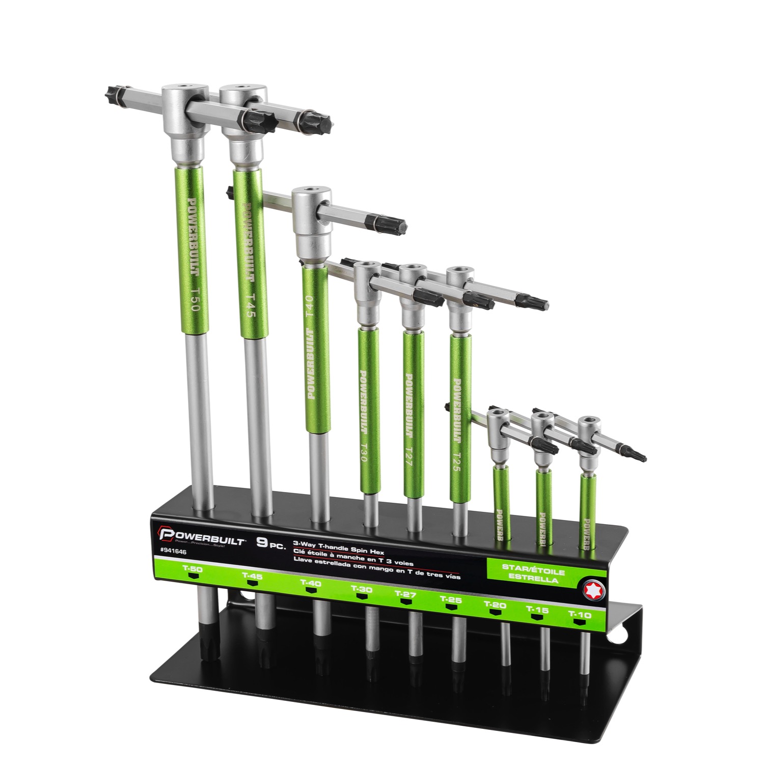 Powerbuilt 941646 9-Piece T-Handle Torx Key Wrench Set